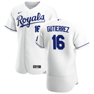 Kansas City Royals #16 Kelvin Gutierrez Men's Nike White Home 2020 Authentic Player MLB Jersey