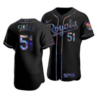 Kansas City Royals #51 Brady Singer Men's Nike Iridescent Holographic Collection MLB Jersey - Black