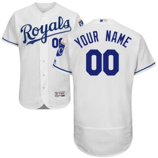 Kansas City Royals White Men's Customized Flexbase Jersey