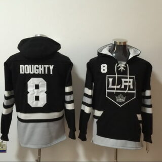 Kings 8 Drew Doughty Black All Stitched Hooded Sweatshirt