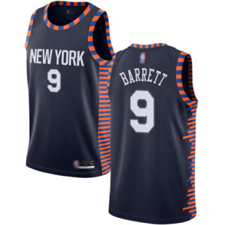 Knicks #9 R.J. Barrett Navy Basketball Swingman City Edition 2019 20 Jersey
