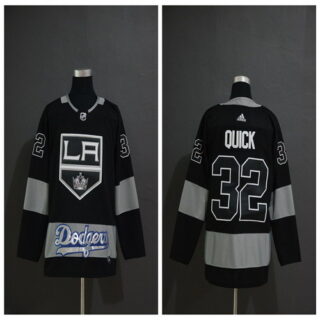LA Kings With Dodgers 32 Jonathan Quick Black Adidas Jersey