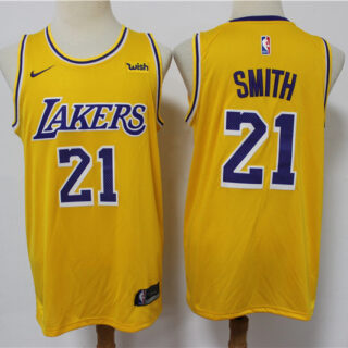 Lakers 21 J.R. Smith Yellow Nike Swingman Jersey