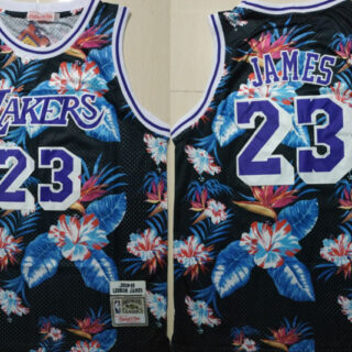 Lakers 23 Lebron James Black 2018-19 Hardwood Classics Floral Fashion Swingman Jersey