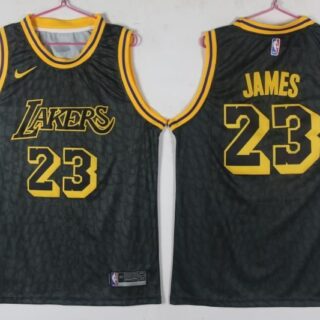 Lakers 23 Lebron James Black City Edition Nike Swingman Jersey