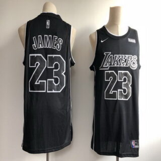 Lakers 23 Lebron James Black Nike Swingman Jersey