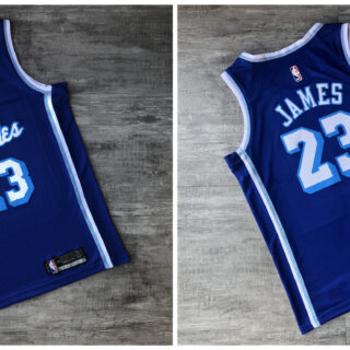 Lakers 23 Lebron James Blue Printed Nike Swingman Jersey