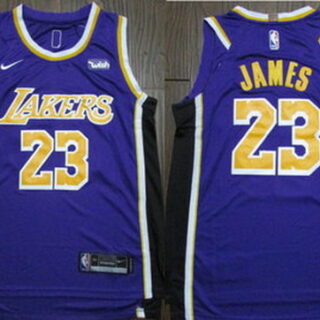 Lakers 23 Lebron James Purple 2018-19 Nike Authentic Jersey