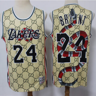 Lakers 24 Kobe Bryant Gray Gucci Chinese Dragon Hardwood Classics Jersey