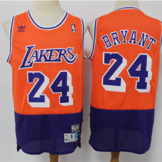 Lakers 24 Kobe Bryant Orange Navy Split Hardwood Classics Jersey