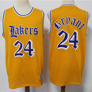 Lakers 24 Kobe Bryant Yellow Faded Swingman Jersey