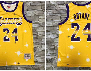 Lakers 24 Kobe Bryant Yellow Star Hardwood Classics Jersey