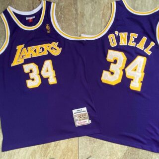 Lakers 34 Shaquille O'Neal Purple 1996-97 Hardwood Classics Jersey