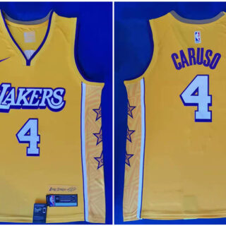 Lakers 4 Alex Caruso Yellow 2019-2020 Nike City Edition Swingman Jersey