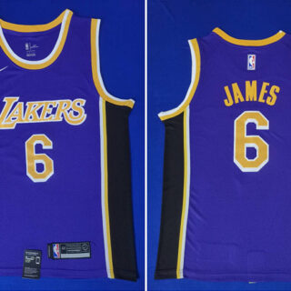 Lakers 6 Lebron James Purple Nike Swingman Jersey
