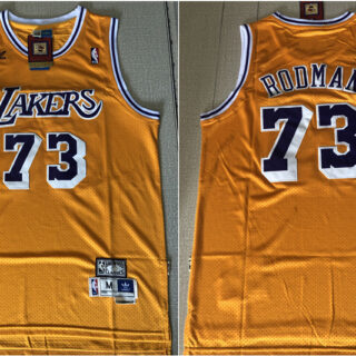 Lakers 73 Dennis Rodman Yellow Hardwood Classics Jersey
