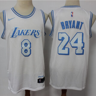 Lakers 8 & 24 Kobe Bryant White 2020-21 City Edition Nike Swingman Jersey