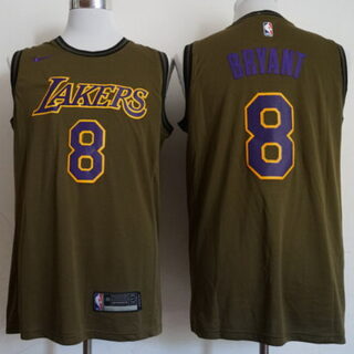 Lakers 8 Kobe Bryant Olive Nike Swingman Jersey