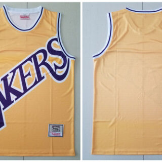 Lakers Big Face Yellow Hardwood Classics Swingman Jersey