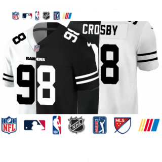 Las Vegas Raiders #98 Maxx Crosby Men's Black V White Peace Split Nike Vapor Untouchable Limited NFL Jersey