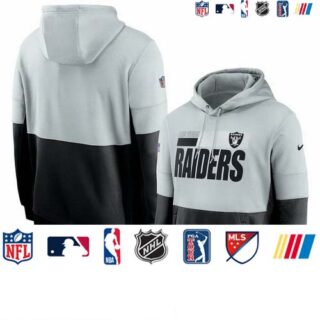 Las Vegas Raiders Nike Sideline Impact Lockup Performance Pullover Hoodie Silver Black