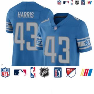 Lions #43 Will Harris Blue Team Color Men's Stitched Football Vapor Untouchable Limited Jersey