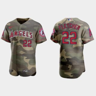 Los Angeles Angels #22 David Fletcher Men's Nike 2021 Armed Forces Day Authentic MLB Jersey -Camo