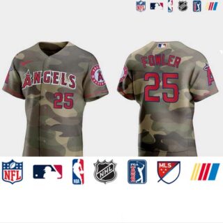 Los Angeles Angels #25 Dexter Fowler Men's Nike 2021 Armed Forces Day Authentic MLB Jersey -Camo