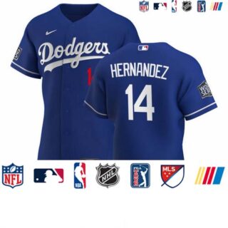 Los Angeles Dodgers #14 Enrique Hernandez Men's Nike Royal Alternate 2020 World Series Bound Authentic Player MLB Jersey