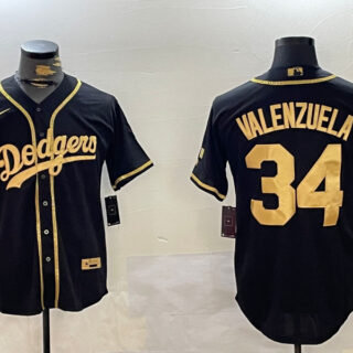 Los Angeles Dodgers #34 Fernando Valenzuela Black Authentic Collection Stitched MLB Jerseys