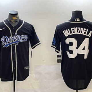 Los Angeles Dodgers #34 Fernando Valenzuela Black Authentic Collection Stitched MLB Jersey