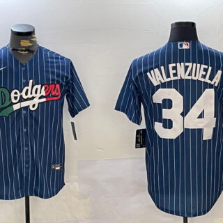 Los Angeles Dodgers #34 Fernando Valenzuela blue Authentic Collection Stitched MLB Jerseys