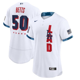 Los Angeles Dodgers #50 Mookie Betts 2021 White All-Star Flex Base Stitched MLB Jersey