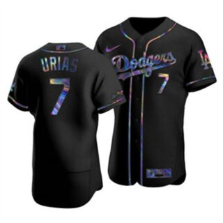 Los Angeles Dodgers #7 Julio Urias Men's Nike Iridescent Holographic Collection MLB Jersey - Black