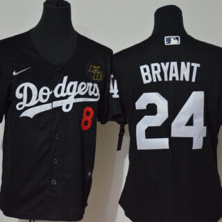 Los Angeles Dodgers #8 #24 Kobe Bryant Women Nike Black Cool Base 2020 KB Patch MLB Jersey