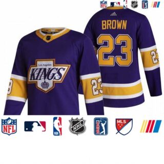 Los Angeles Kings #23 Dustin Brown Black Men's Adidas 2020-21 Reverse Retro Alternate NHL Jersey