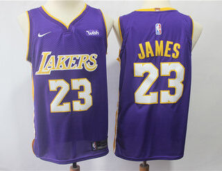 Los Angeles Lakers # 23 Lebron James 14 Brandon Ingram Purple Nike Swingman Jersey