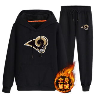 Los Angeles Rams Black Men's Winter Thicken NFL Pullover Hoodie & Pant