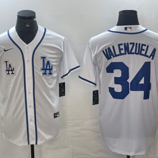 MEN'S Los Angeles Dodgers #34 Toro Valenzuela White Stitched Jersey(Run Small)
