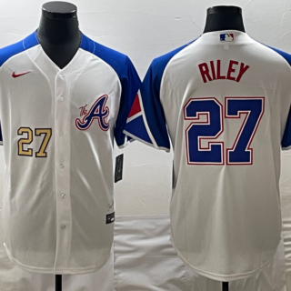 MLB Braves 27 Riley White City Connect Cool Base Men Jerseys
