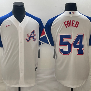 MLB Braves 54 Max Fried White City Connect Cool Base Men Jerseys