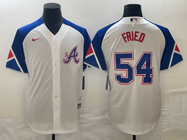 MLB Braves 54 Max Fried White City Connect Cool Base Men Jerseys