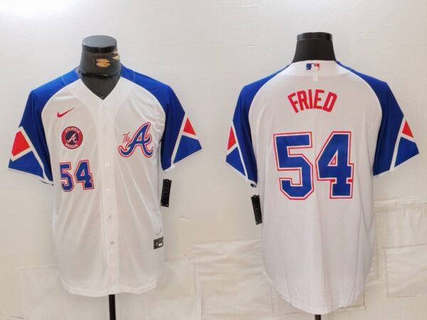 MLB Braves 54 Max Fried White City Connect Nike Cool Base Men Jerseys