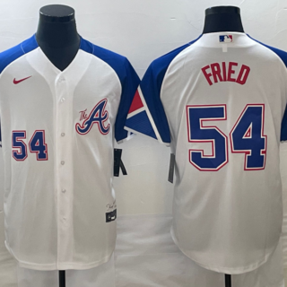 MLB Braves 54 Max Fried White City Connect Nike Cool Base Men Jerseys