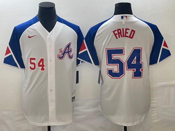 MLB Braves 54 Max Fried White City Connect Nike Cool Base Men Jerseys