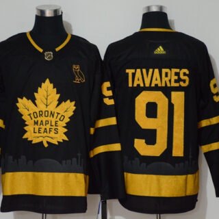 Maple Leafs 91 John Tavares Black Gold Adidas Jersey