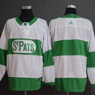 Maple Leafs Blank White 2019 St. Patrick's Day Adidas Jersey