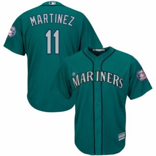 Mariners 11 Edgar Martinez Green 2019 Hall Of Fame Induction Patch Cool Base Jersey