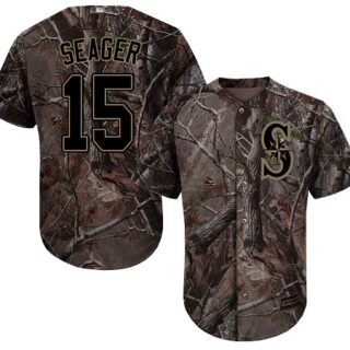 Mariners #15 Kyle Seager Camo Realtree Collection Cool Base Stitched Baseball Jersey
