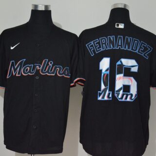Marlins 16 Jose Fernandez Black 2020 Nike Cool Base Fashion Jersey